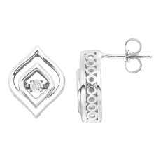 925 Sterling Silver Stud Earrings Dancing Diamond Jewelry